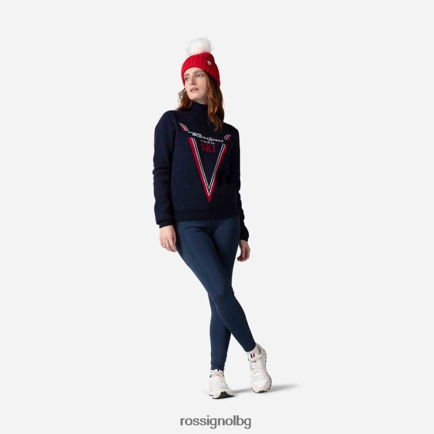 бг Rossignol Жени плетен пуловер с висока яка на victoire тъмно синьо 68DD2T938 върхове