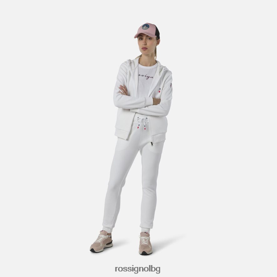 бг Rossignol Жени поларен суичър с лого и качулка с пълен цип бяло 68DD2T842 върхове