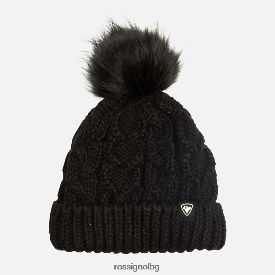 бг Rossignol момичета костелива шапка с косъм черен 68DD2T1203 аксесоари
