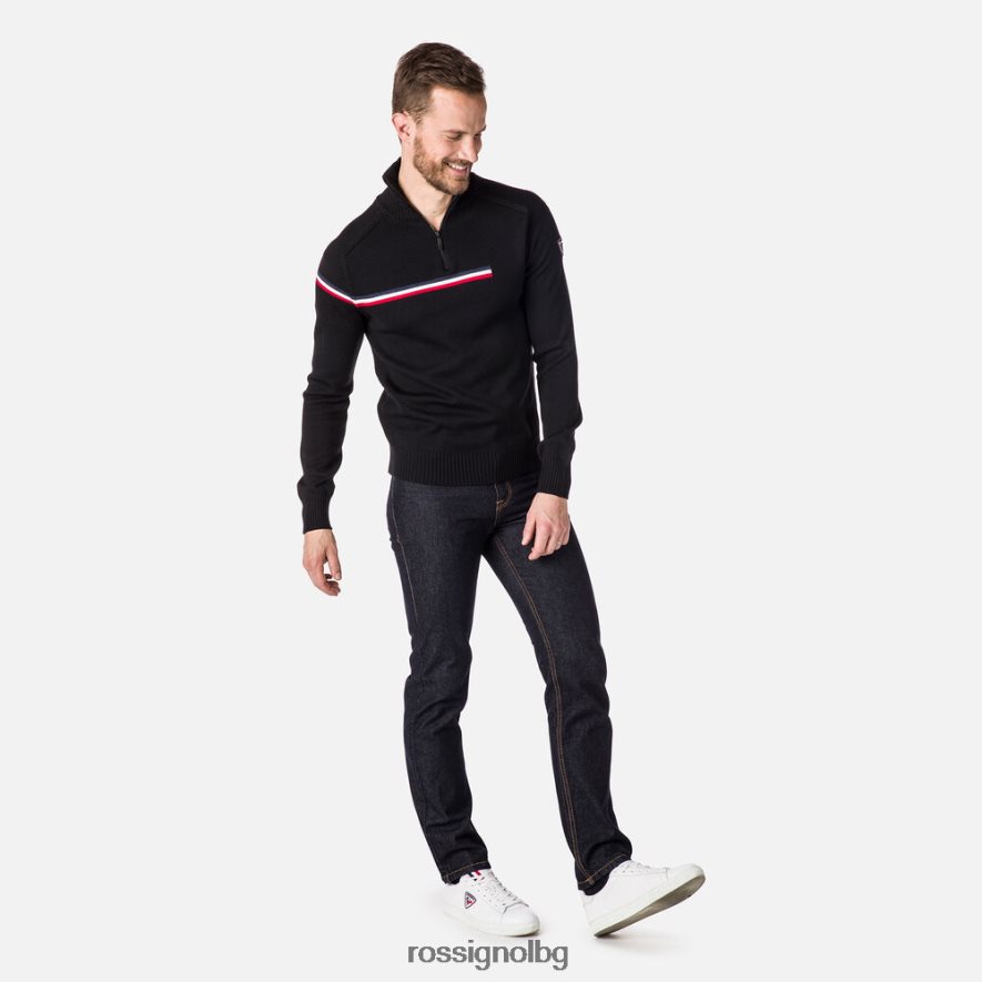 бг Rossignol мъже голям пуловер с половин цип черен 68DD2T339 върхове