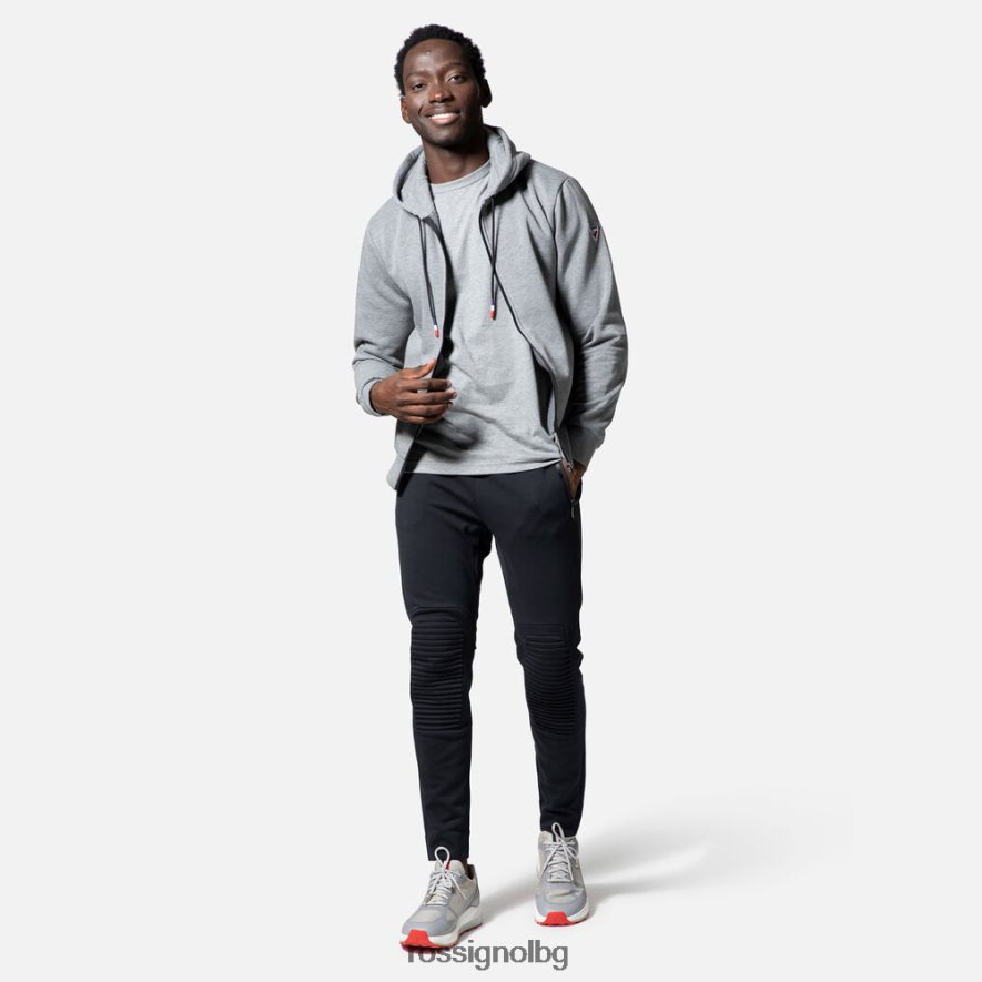 бг Rossignol мъже памучен суичър с лого и качулка с пълен цип хедъргрей 68DD2T471 върхове