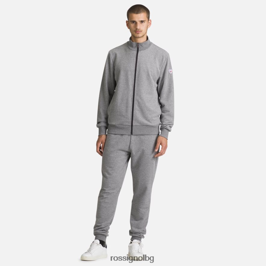 бг Rossignol мъже памучен суичър с лого с пълен цип хедъргрей 68DD2T473 върхове