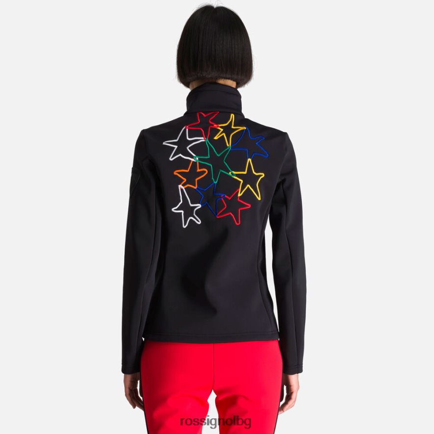 бг Rossignol Жени jcc меко яке с щампа на брейди черен 68DD2T996 върхове