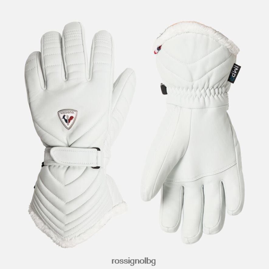бг Rossignol Жени изберете кожени водоустойчиви ски ръкавици бяло 68DD2T1111 аксесоари