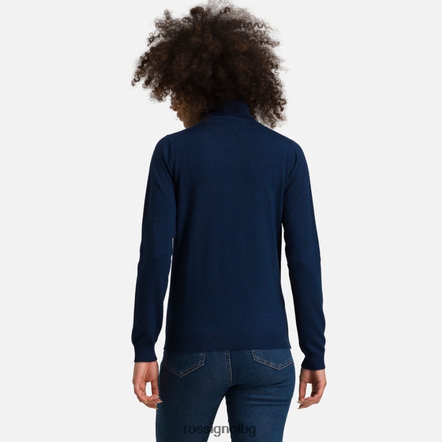 бг Rossignol Жени класически пуловер с ролкова яка тъмно синьо 68DD2T870 върхове
