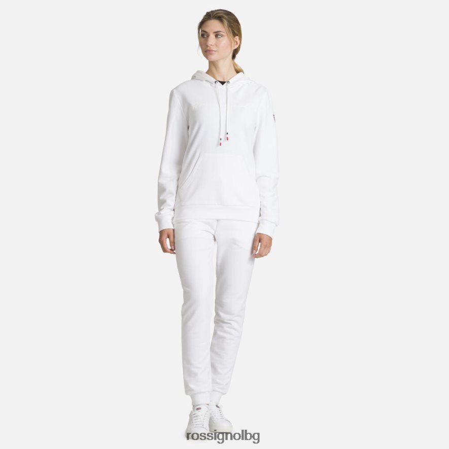 бг Rossignol Жени памучен суичър с лого с качулка бяло 68DD2T931 върхове