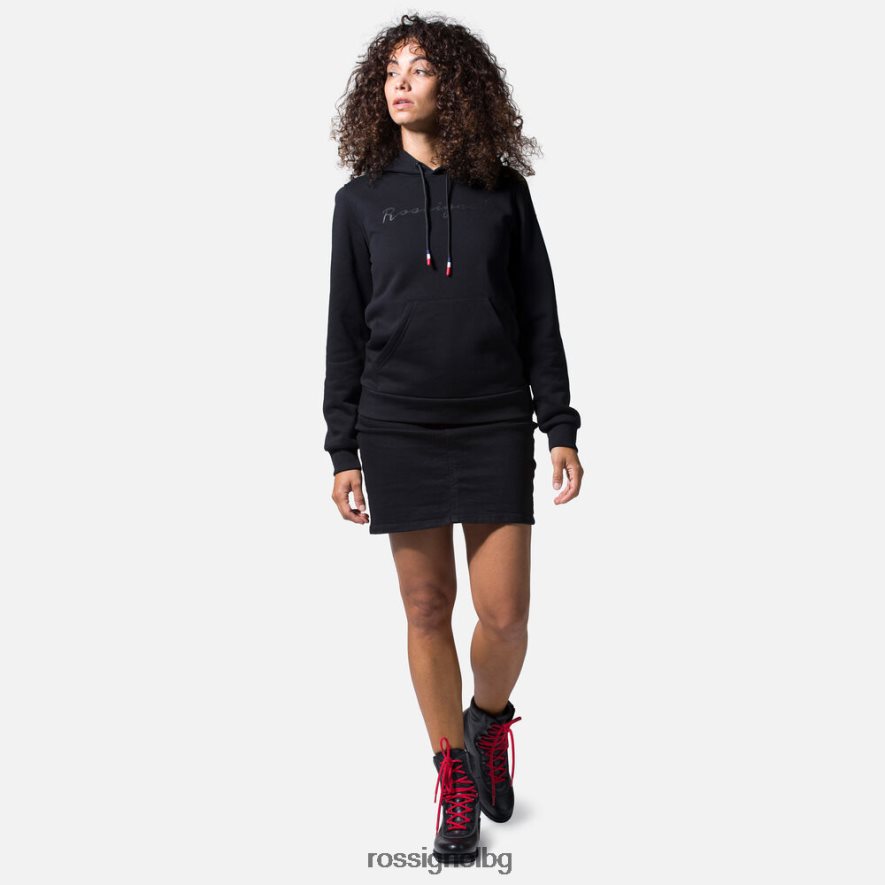 бг Rossignol Жени памучен суичър с лого с качулка черен 68DD2T962 върхове