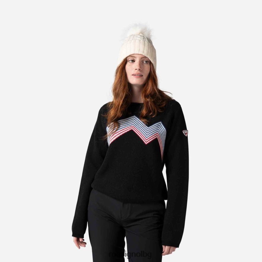 бг Rossignol Жени планинско горнище с кръгла яка черен 68DD2T903 върхове