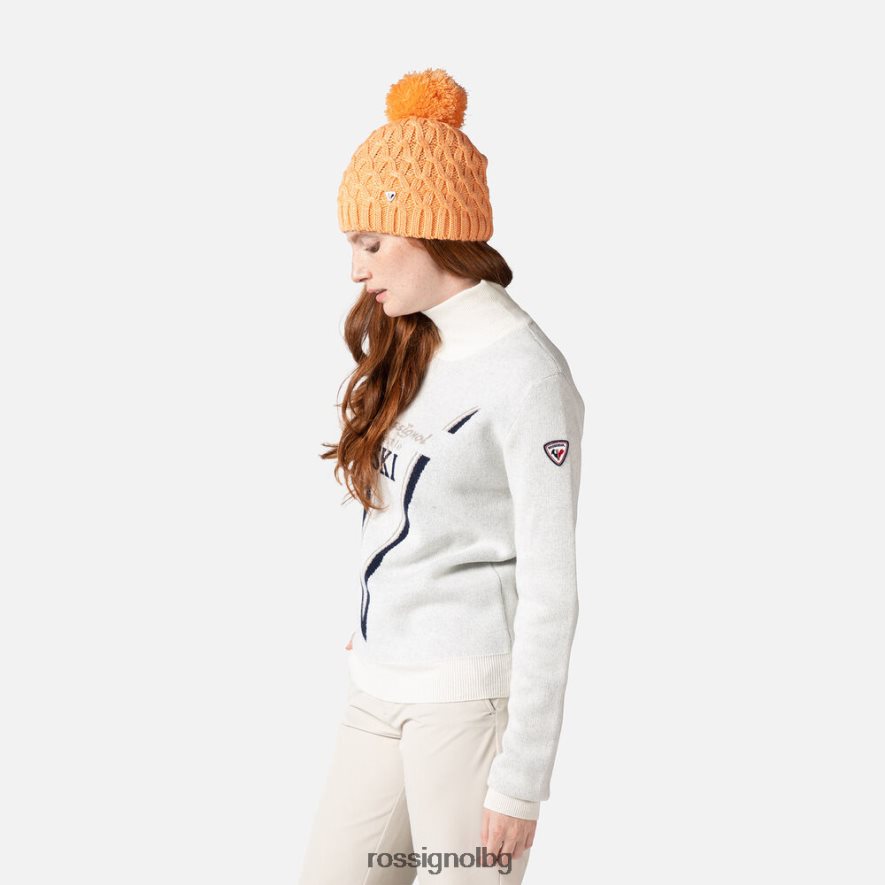 бг Rossignol Жени плетен пуловер с висока яка на victoire бяло 68DD2T1119 върхове