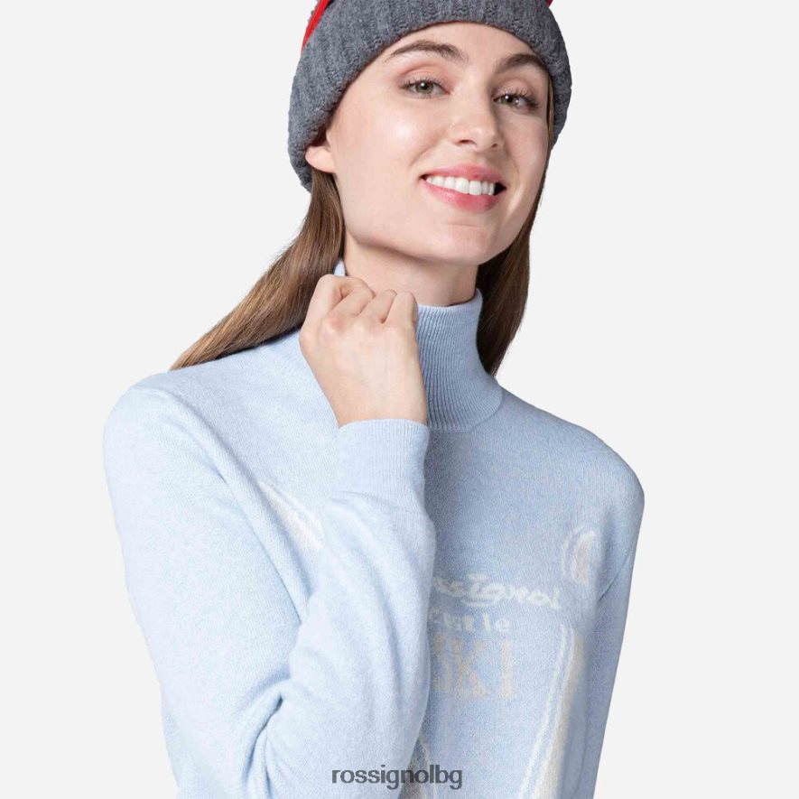 бг Rossignol Жени плетен пуловер с висока яка на victoire ледник 68DD2T1092 върхове