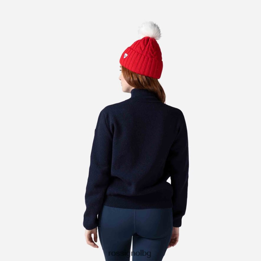бг Rossignol Жени плетен пуловер с висока яка на victoire тъмно синьо 68DD2T938 върхове