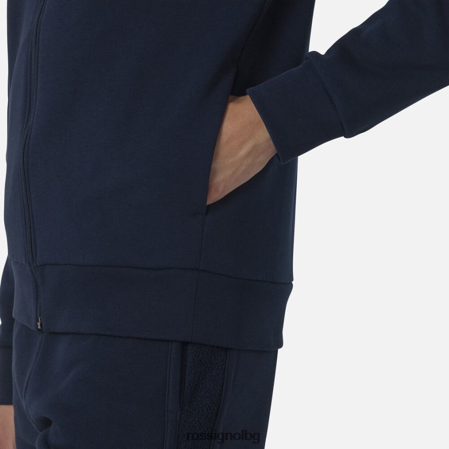 бг Rossignol Жени поларен суичър с лого и качулка с пълен цип тъмно синьо 68DD2T935 върхове