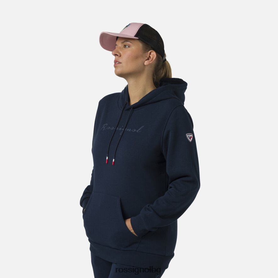 бг Rossignol Жени поларен суичър с лого и качулка тъмно синьо 68DD2T717 върхове
