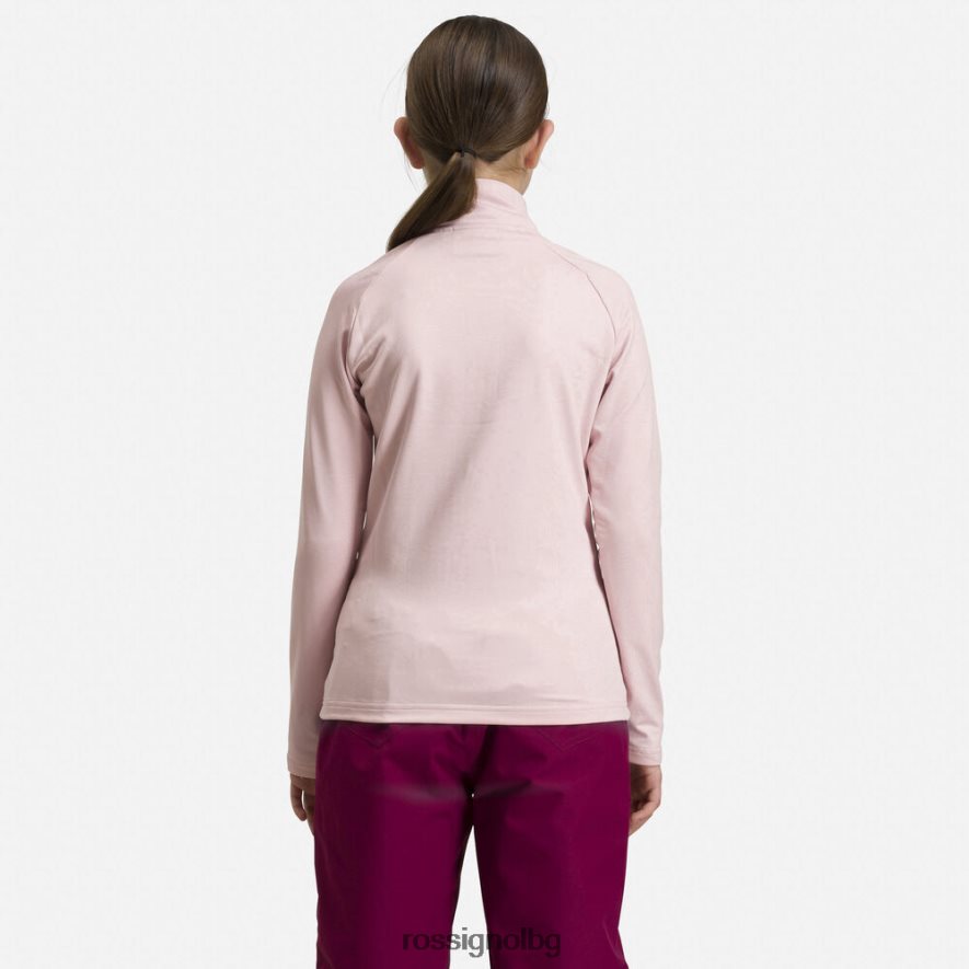 бг Rossignol момичета междинен слой от еластичен полар с половин цип прахообразно розово 68DD2T1146 върхове