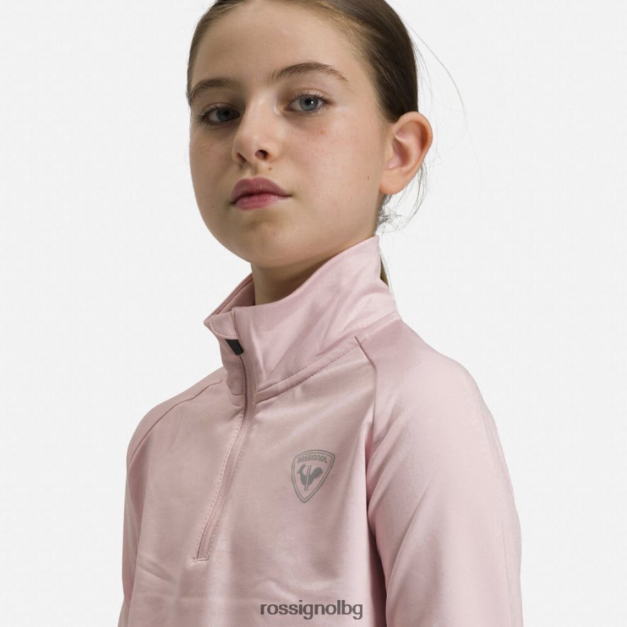 бг Rossignol момичета междинен слой от еластичен полар с половин цип прахообразно розово 68DD2T1146 върхове