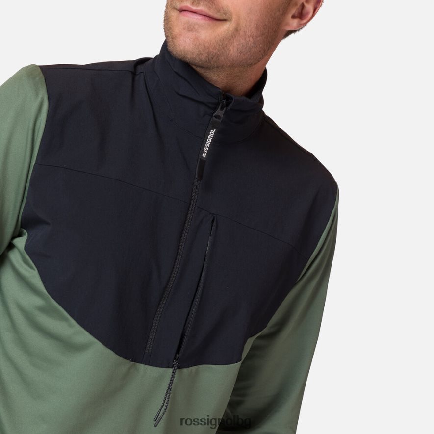 бг Rossignol мъже Междинен слой с 1/2 цип абаносово зелено 68DD2T402 върхове