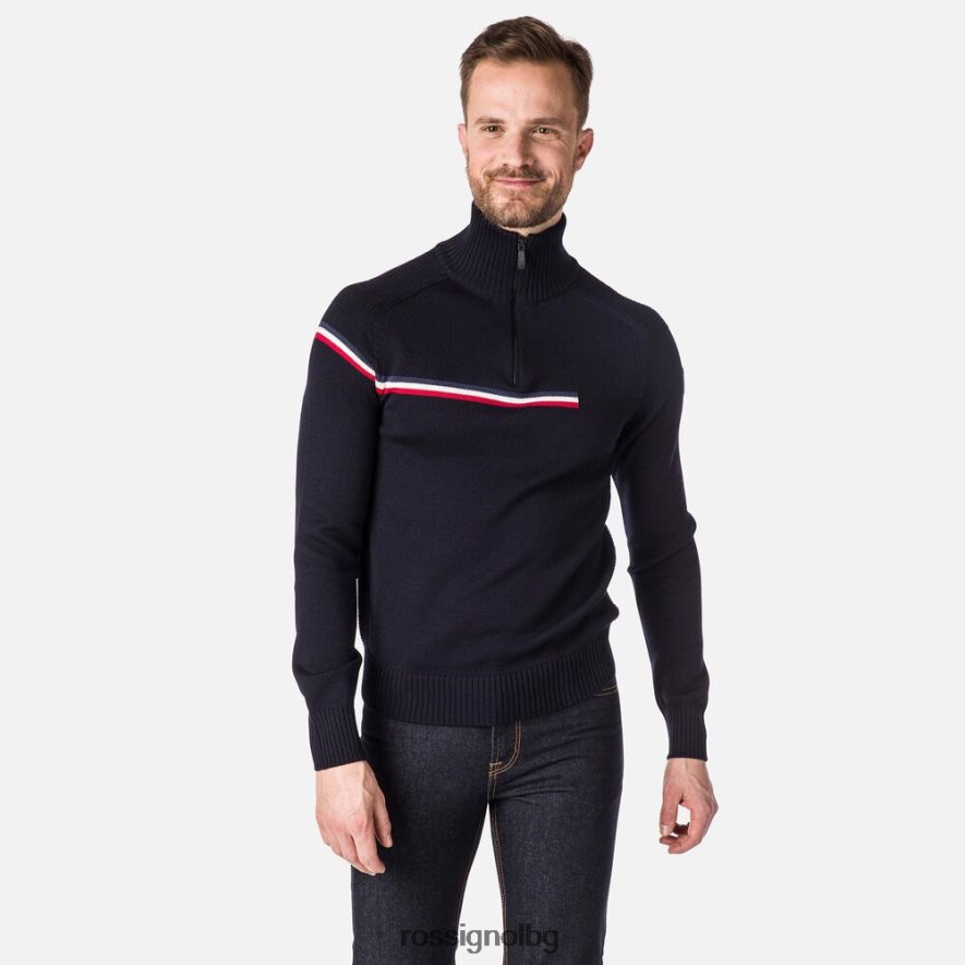 бг Rossignol мъже голям пуловер с половин цип тъмно синьо 68DD2T373 върхове