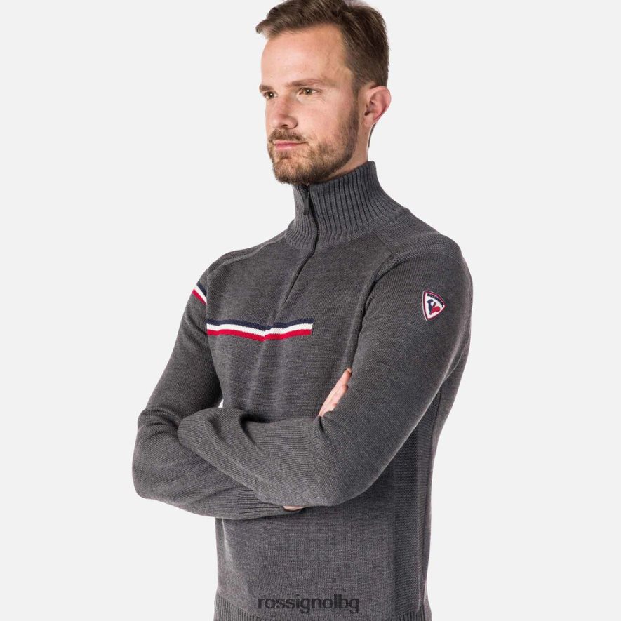бг Rossignol мъже голям пуловер с половин цип хедъргрей 68DD2T352 върхове