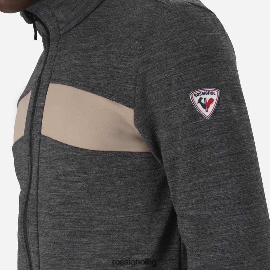 бг Rossignol мъже мрежов слой с пълен цип react merino черен 68DD2T64 върхове