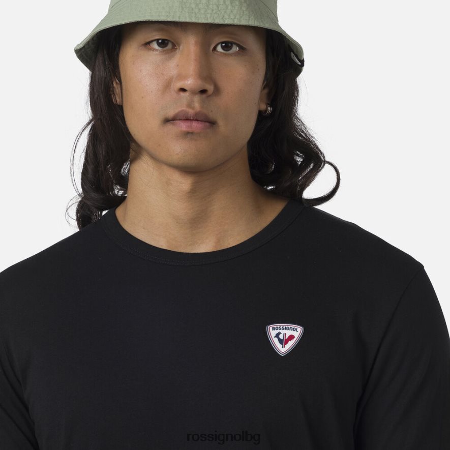 бг Rossignol мъже обикновен тениска с лого черен 68DD2T27 върхове