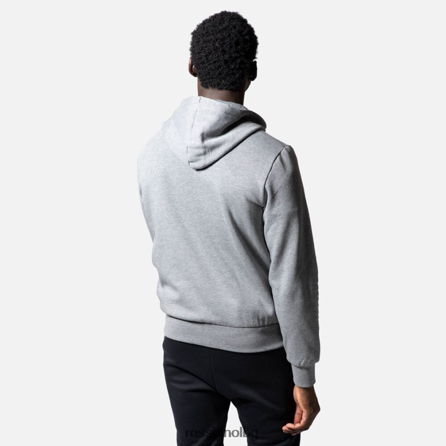 бг Rossignol мъже памучен суичър с лого и качулка с пълен цип хедъргрей 68DD2T471 върхове