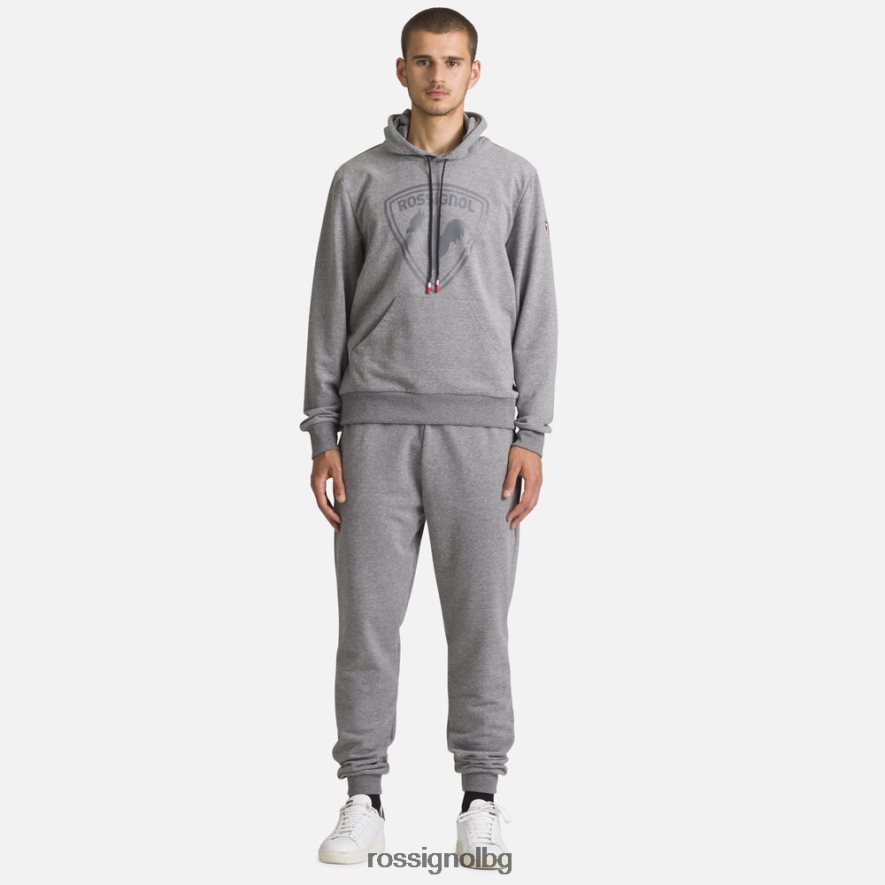 бг Rossignol мъже памучен суичър с лого с качулка хедъргрей 68DD2T419 върхове