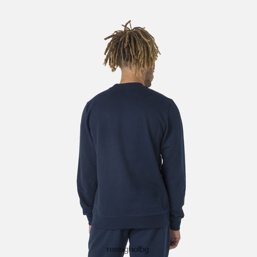 бг Rossignol мъже памучен суичър с лого с кръгла яка тъмно синьо 68DD2T415 върхове