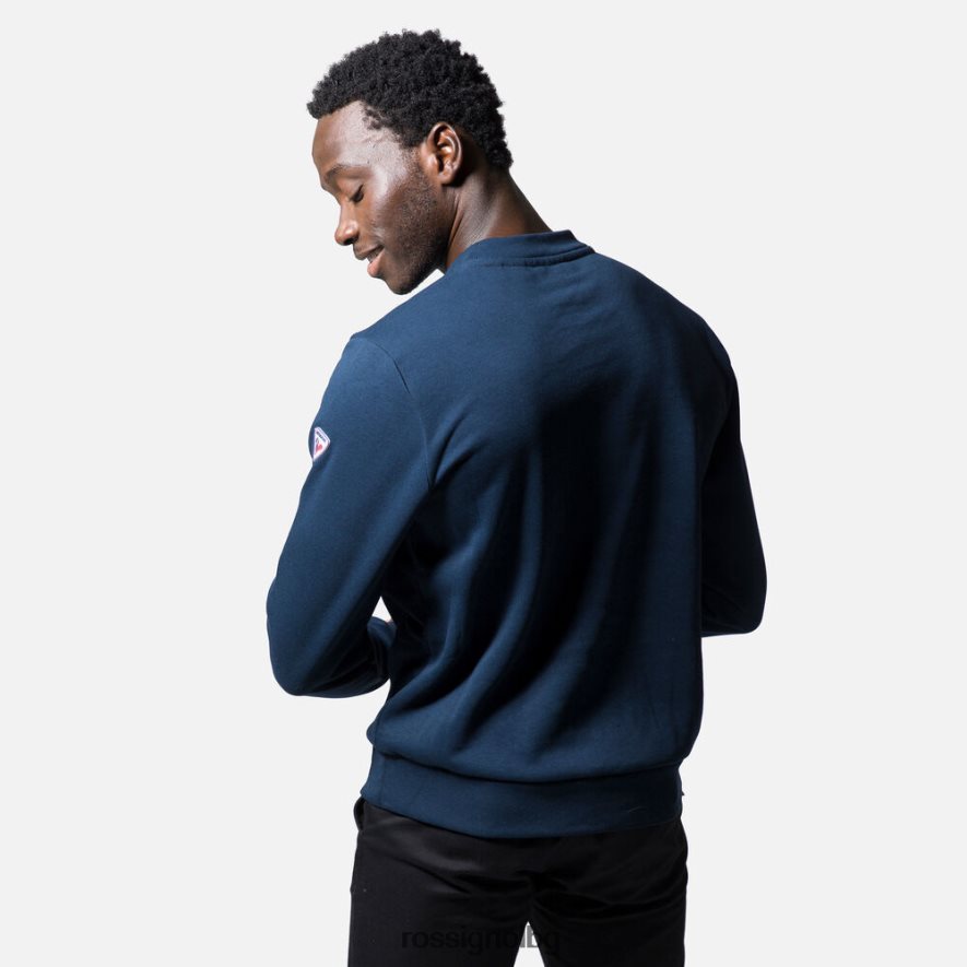 бг Rossignol мъже памучен суичър с лого с кръгла яка тъмно синьо 68DD2T505 върхове