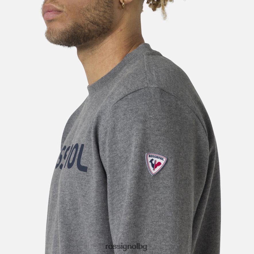 бг Rossignol мъже памучен суичър с лого с кръгла яка хедъргрей 68DD2T315 върхове