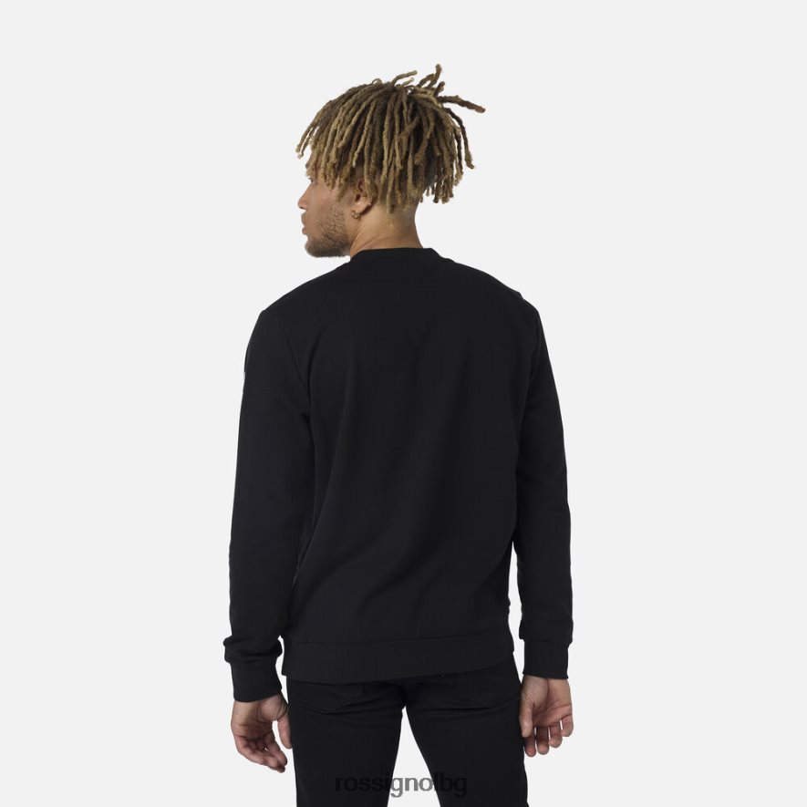 бг Rossignol мъже памучен суичър с лого с кръгла яка черен 68DD2T321 върхове