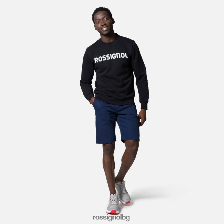 бг Rossignol мъже памучен суичър с лого с кръгла яка черен 68DD2T474 върхове