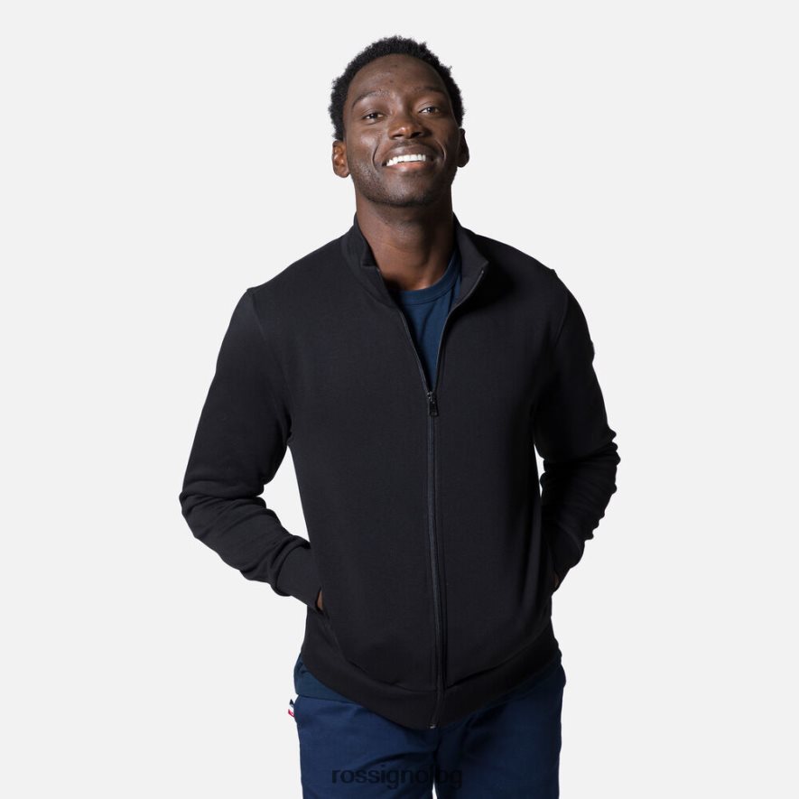 бг Rossignol мъже памучен суичър с лого с пълен цип черен 68DD2T430 върхове