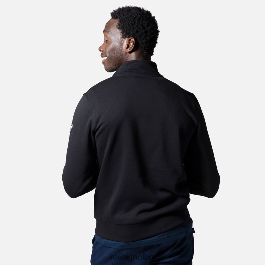 бг Rossignol мъже памучен суичър с лого с пълен цип черен 68DD2T430 върхове