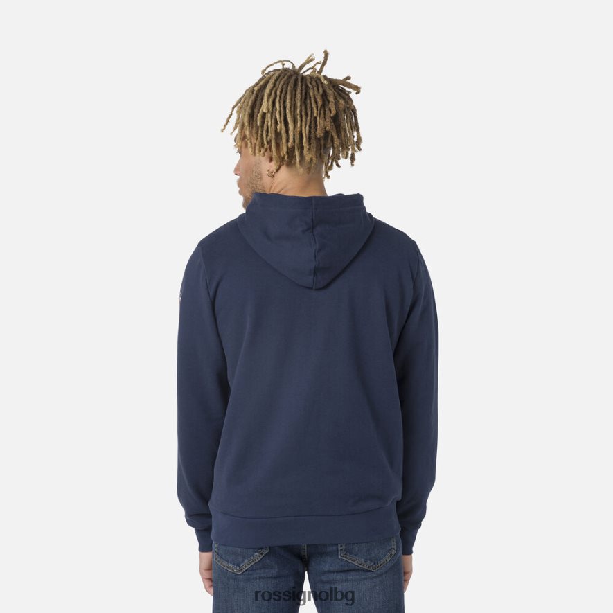 бг Rossignol мъже поларен суичър с лого и качулка с пълен цип тъмно синьо 68DD2T434 върхове