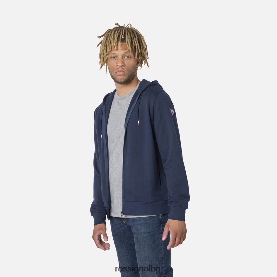 бг Rossignol мъже поларен суичър с лого и качулка с пълен цип тъмно синьо 68DD2T434 върхове