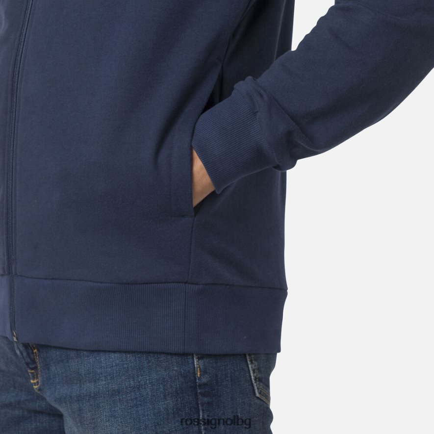 бг Rossignol мъже поларен суичър с лого и качулка с пълен цип тъмно синьо 68DD2T434 върхове