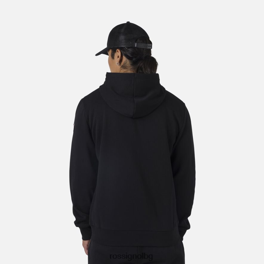 бг Rossignol мъже поларен суичър с лого и качулка с пълен цип черен 68DD2T323 върхове