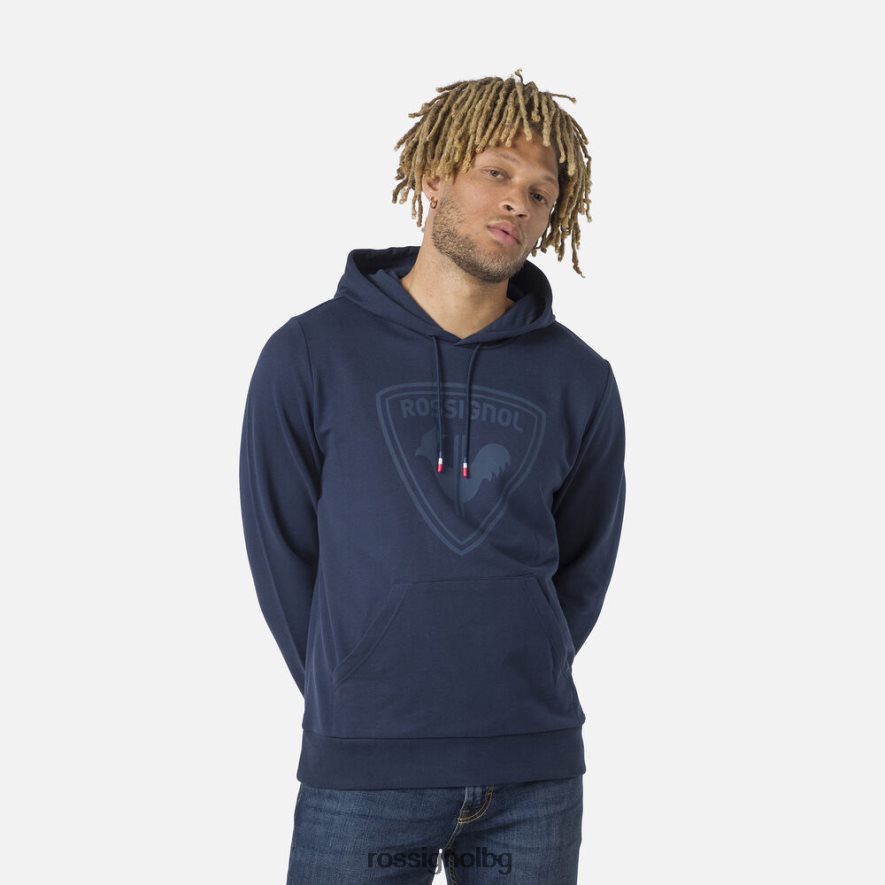 бг Rossignol мъже поларен суичър с лого и качулка тъмно синьо 68DD2T65 върхове