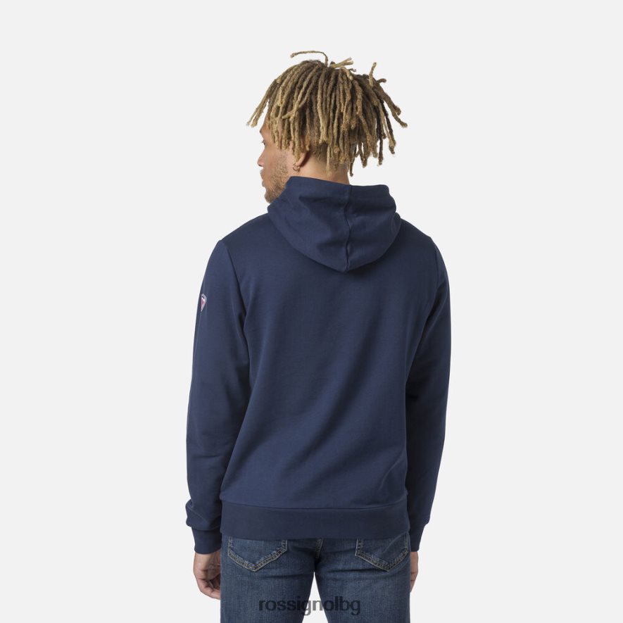 бг Rossignol мъже поларен суичър с лого и качулка тъмно синьо 68DD2T65 върхове