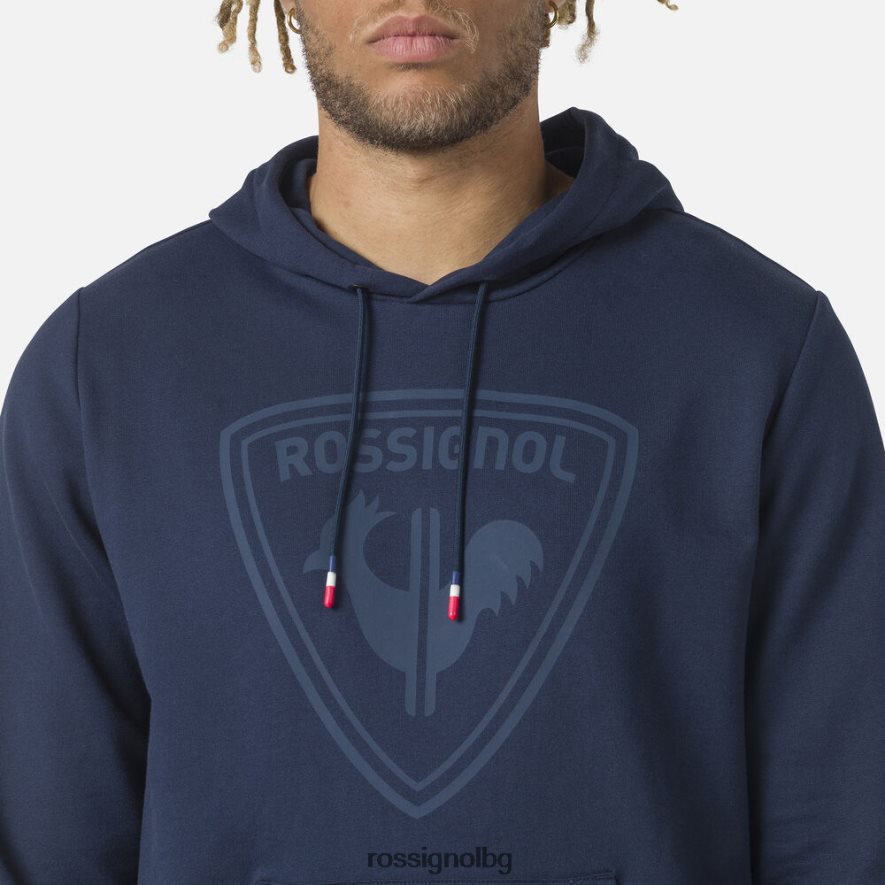 бг Rossignol мъже поларен суичър с лого и качулка тъмно синьо 68DD2T65 върхове