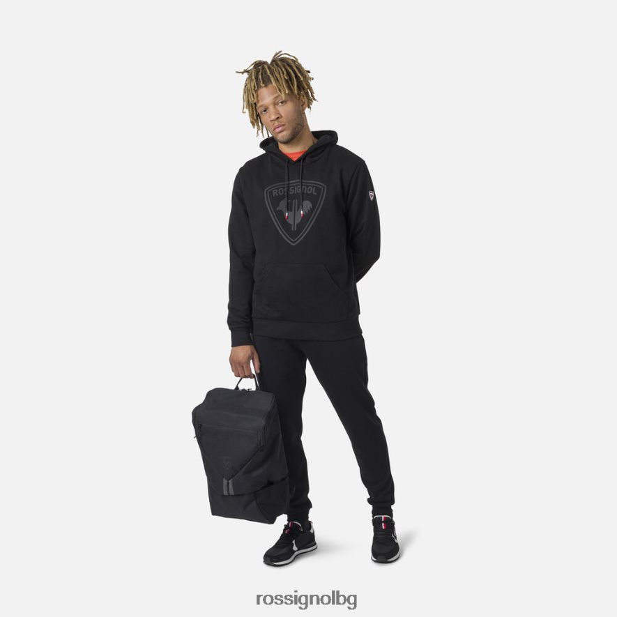 бг Rossignol мъже поларен суичър с лого и качулка черен 68DD2T103 върхове