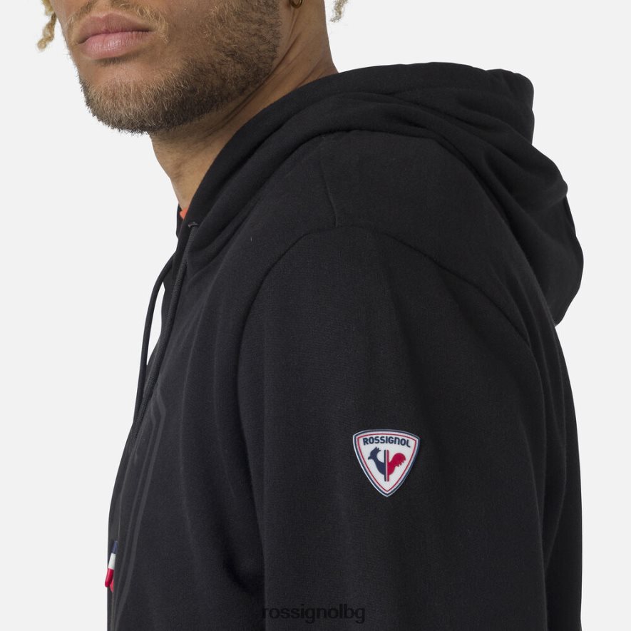 бг Rossignol мъже поларен суичър с лого и качулка черен 68DD2T103 върхове