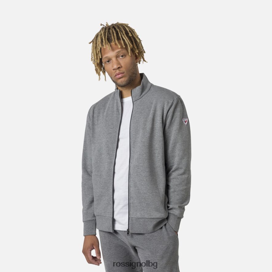 бг Rossignol мъже поларен суичър с лого с пълен цип хедъргрей 68DD2T417 върхове