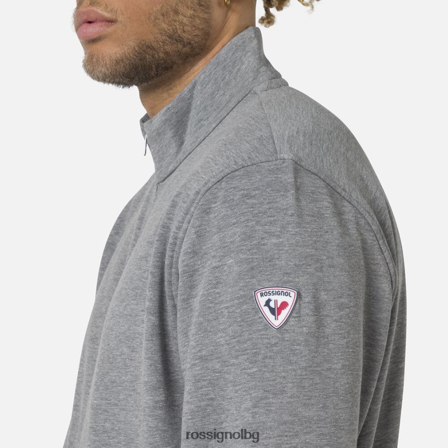 бг Rossignol мъже поларен суичър с лого с пълен цип хедъргрей 68DD2T417 върхове
