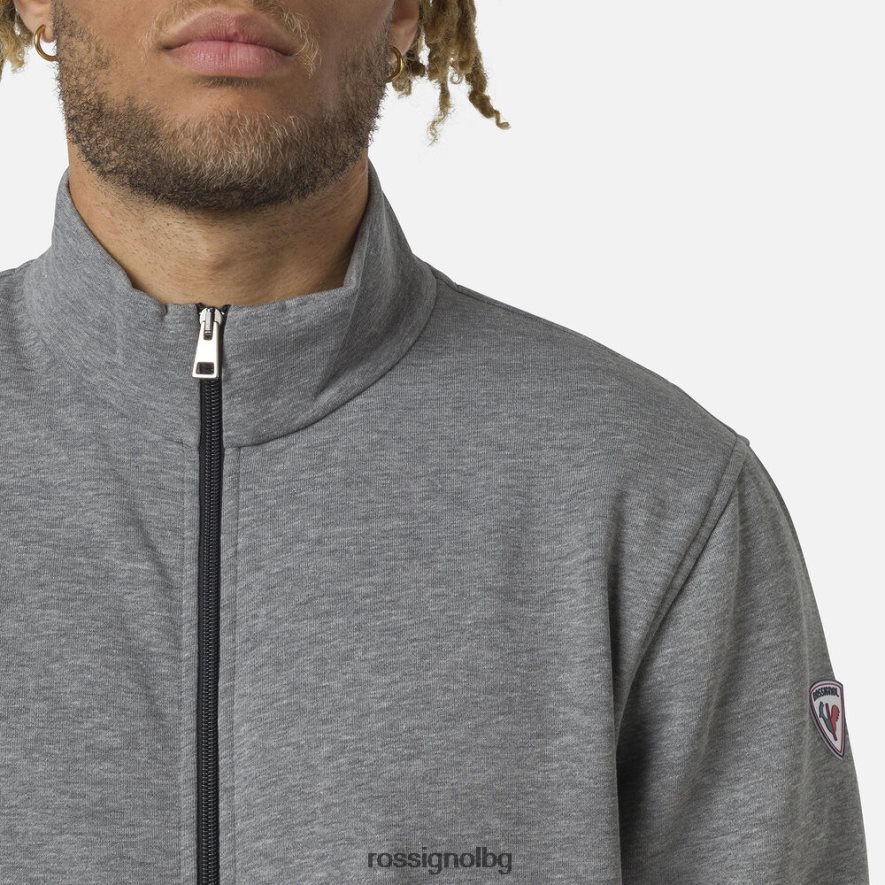 бг Rossignol мъже поларен суичър с лого с пълен цип хедъргрей 68DD2T417 върхове