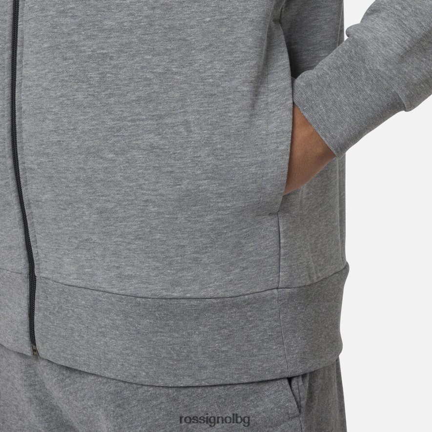 бг Rossignol мъже поларен суичър с лого с пълен цип хедъргрей 68DD2T417 върхове