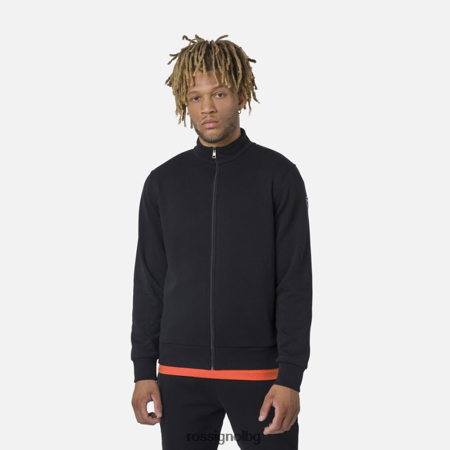 бг Rossignol мъже поларен суичър с лого с пълен цип черен 68DD2T433 върхове