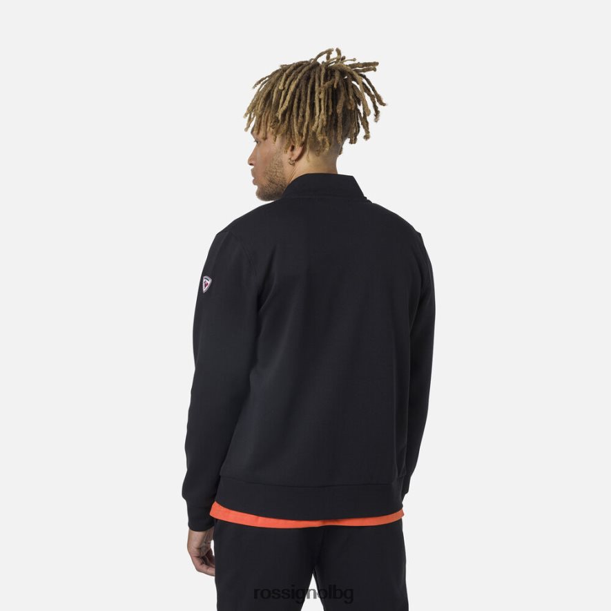 бг Rossignol мъже поларен суичър с лого с пълен цип черен 68DD2T433 върхове