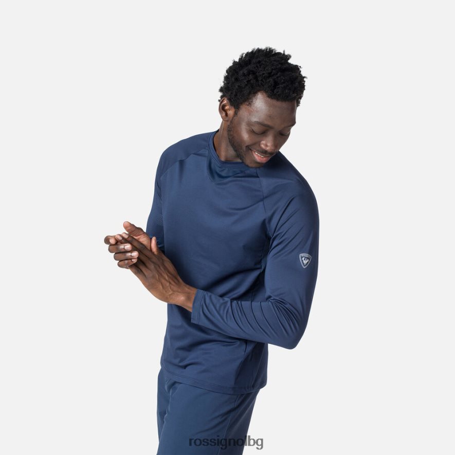 бг Rossignol мъже трико с дълъг ръкав спокойна кройка тъмно синьо 68DD2T86 върхове