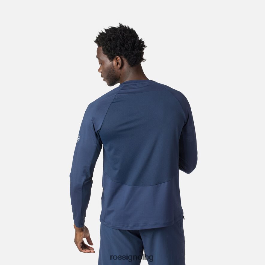 бг Rossignol мъже трико с дълъг ръкав спокойна кройка тъмно синьо 68DD2T86 върхове